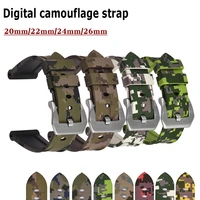 20mm22mm24mm26mm camouflage rubber watchbands silicone strap pvd tang buckle fits for panerai band pam00362 pam00441 pam00386