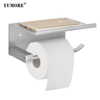 yumore stainless steel toilet paper holder tissue holder with phone shelf heavy duty roll paper shelf bathroom hardware