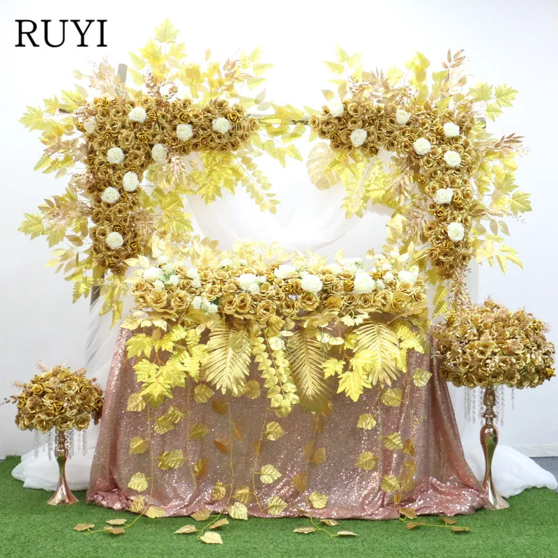Золотые свадебные украшения искусственный цветок Рождество Сделай Сам Арка