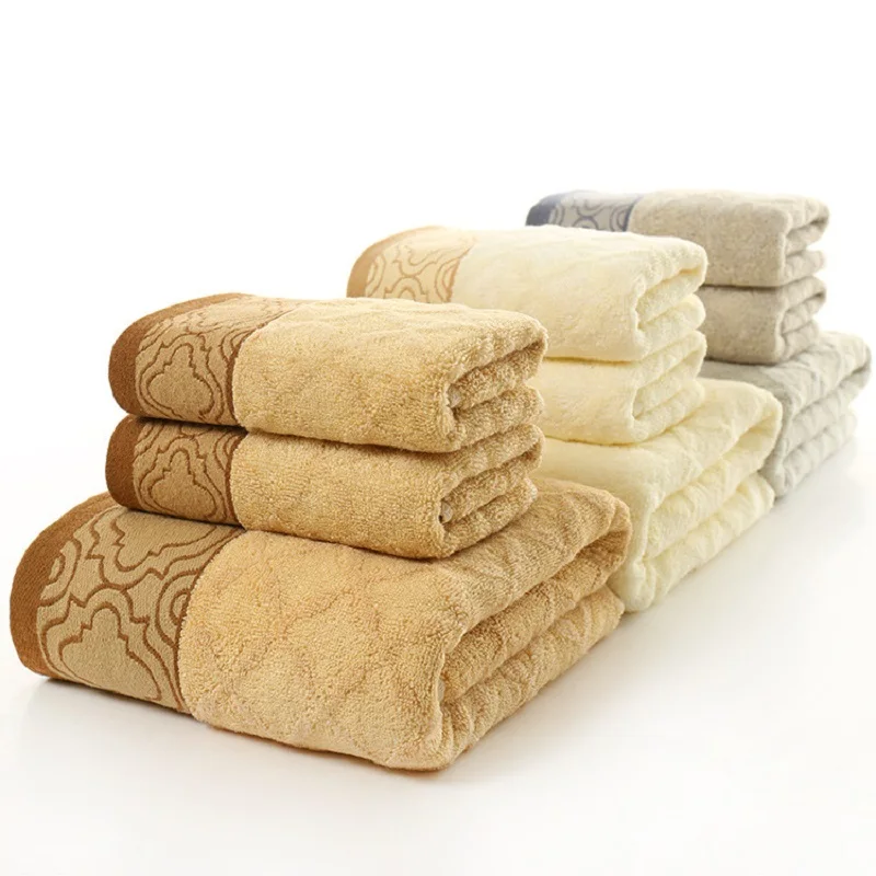bamboo fiber three piece towel bath towel set untwisted yarn soft strong water absorption rhomboid towel for home hotel bathroom free global shipping
