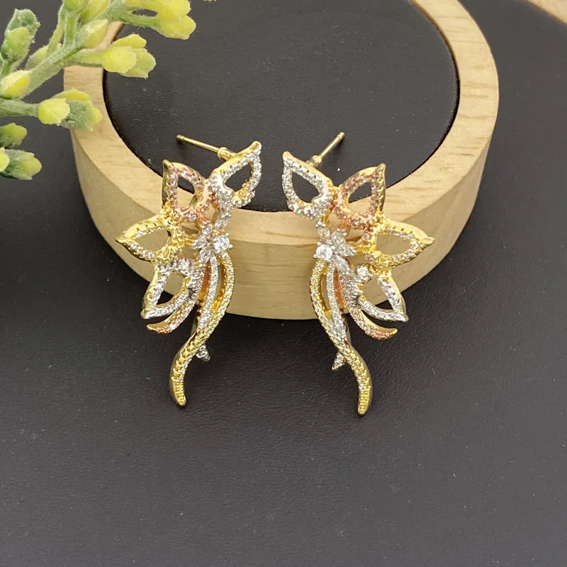 

Vanifin Fashion Jewelry Vivid Flutter Butterfly Micro Plated Earrings For Women Wedding Banquet Daily Popular Best Gifts