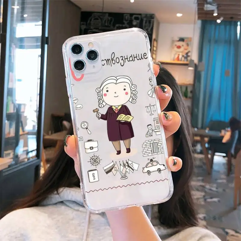 

Cartoon Cute Profession Teacher Phone Case Transparent soft For iphone 5 6 7 8 11 12 s c se plus mini x xs xr pro max shell