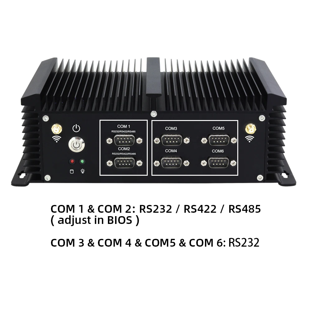 Мини промышленный ПК Kingdel процессор Core i5 i7 Dual LAN 6COM RS232 RS485 RS422 HDMI VGA USB3.0 HTPC Windows 10 Pro |
