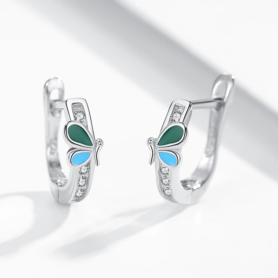 2020 Spring NEW Dazzling CZ Earrings Butterfly Stud for Kids Girls Birthday Gift 925 Sterling Silver Fashion Jewelry | Украшения и