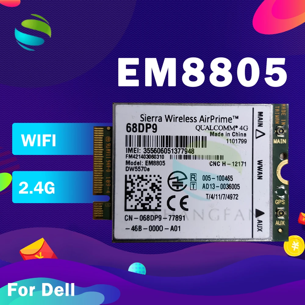 

Unlocked Sierra Wireless AirPrime For DELL Venue 8/11 Pro Wireless DW5570e EM8805 M.2 Mobile Broadband 4G LTE WWAN Card 68DP9