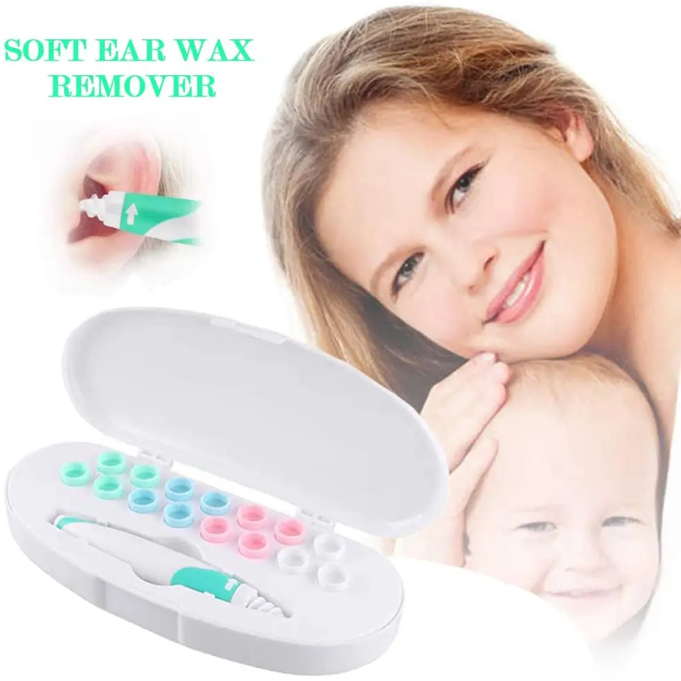 

1 Набор инструмент для удаления ушного воска, Мягкая силиконовая спиральная очистка ушей, 16 сменных головок, устройство для удаления кожи, с...