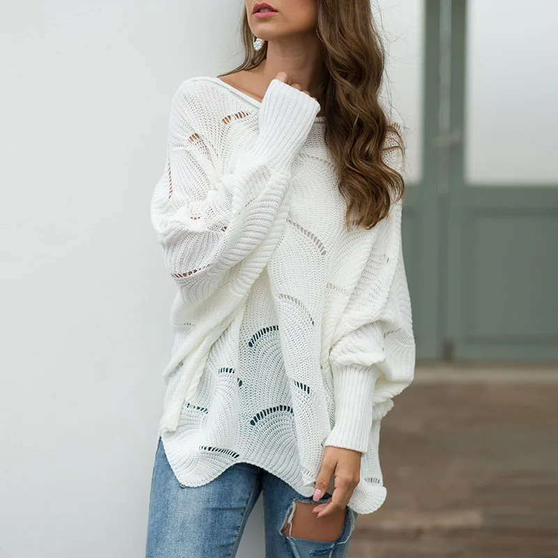 Hollow hook flower loose bat shirt | Женская одежда