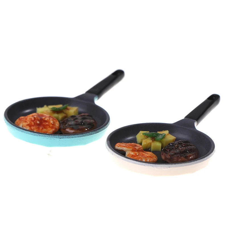 

1/12 Scale Dollhouse Miniature Mini Steak Frying Pan Model Kitchen Accessories
