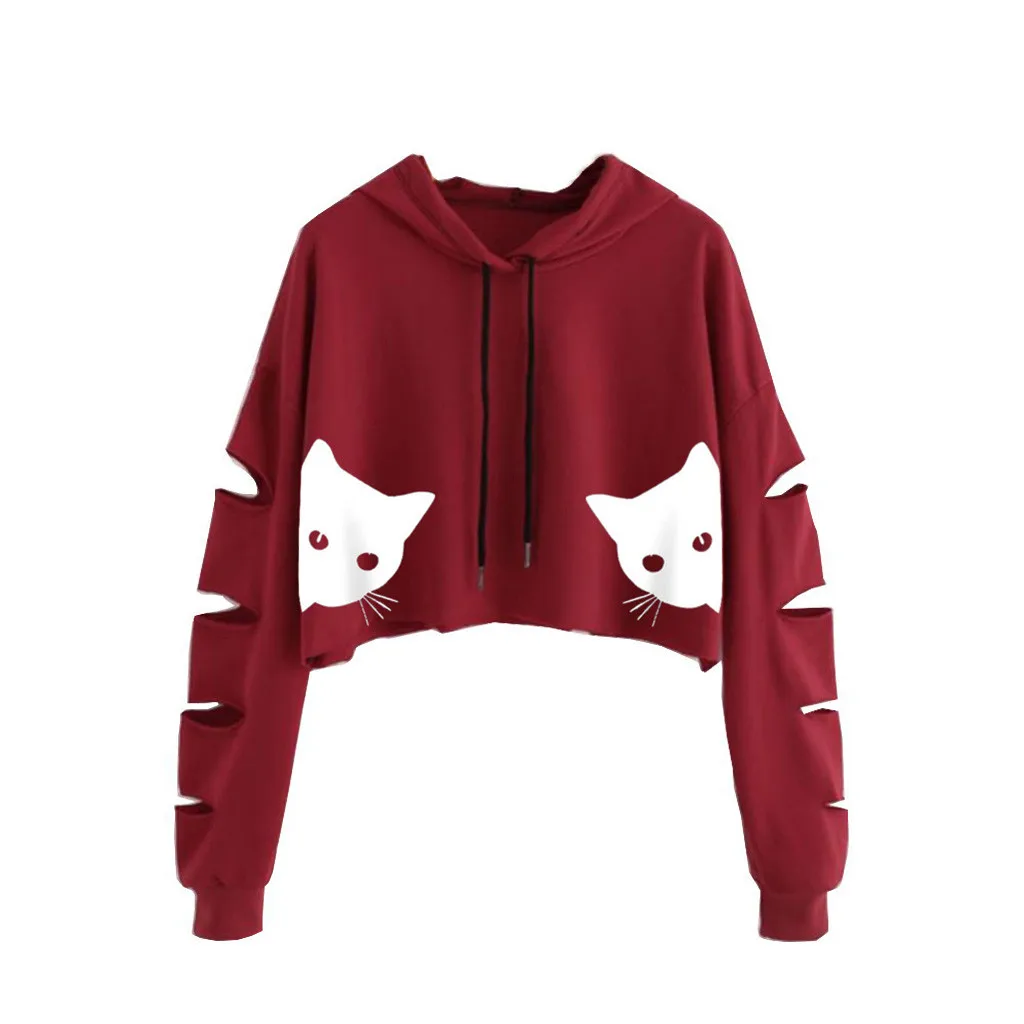 FREE OSTRICH sweater Women Cat Print Long Sleeve Solid Short Paragraph Popular Autumn Winter Sweater Invierno 2019 | Женская одежда