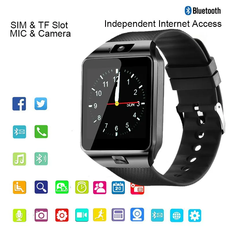 the mens watches bluetooth digital smart watch dz09 smartwatch android phone call connect watch men 2g gsm sim tf card camera free global shipping