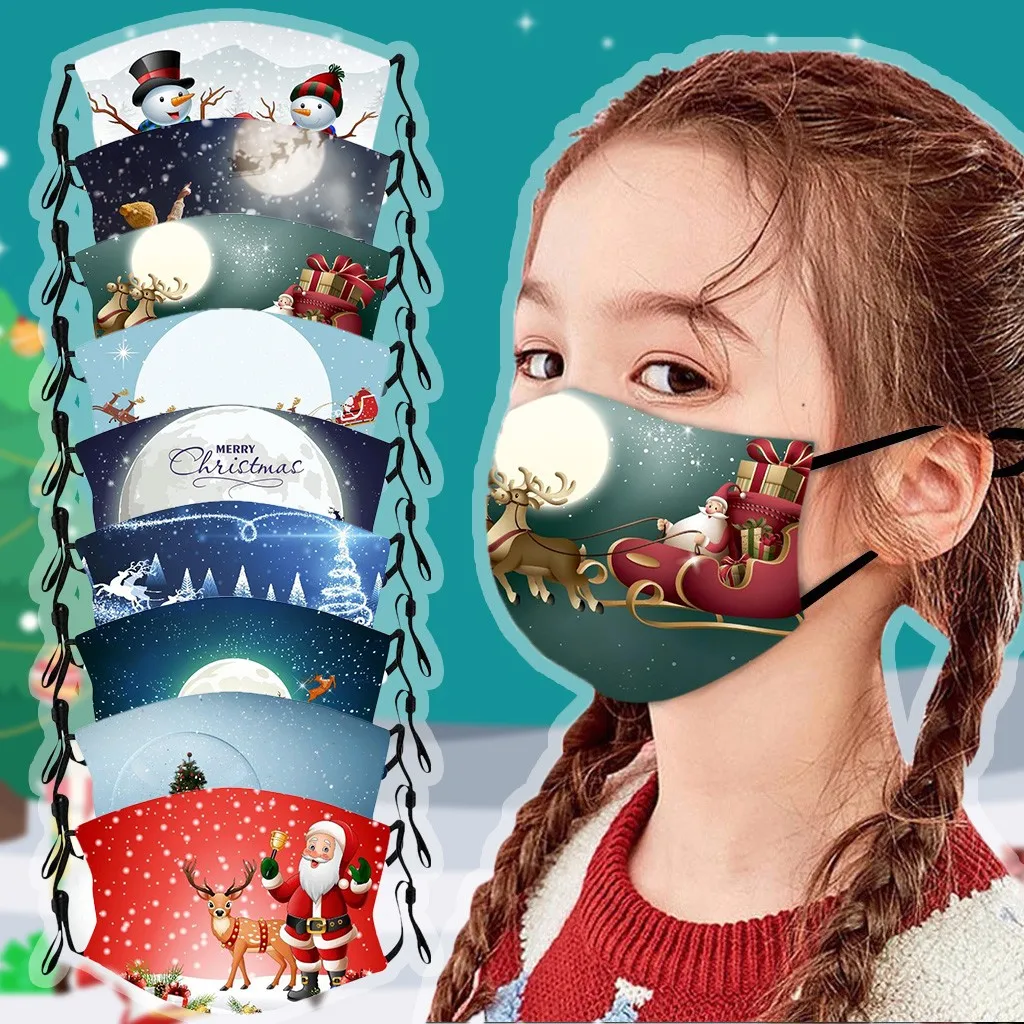 Headband masques máscaras Christmas Fashion Children Washable Reusable Floral Printing Adjustable Breathable Masks бандана#3 | Мать и