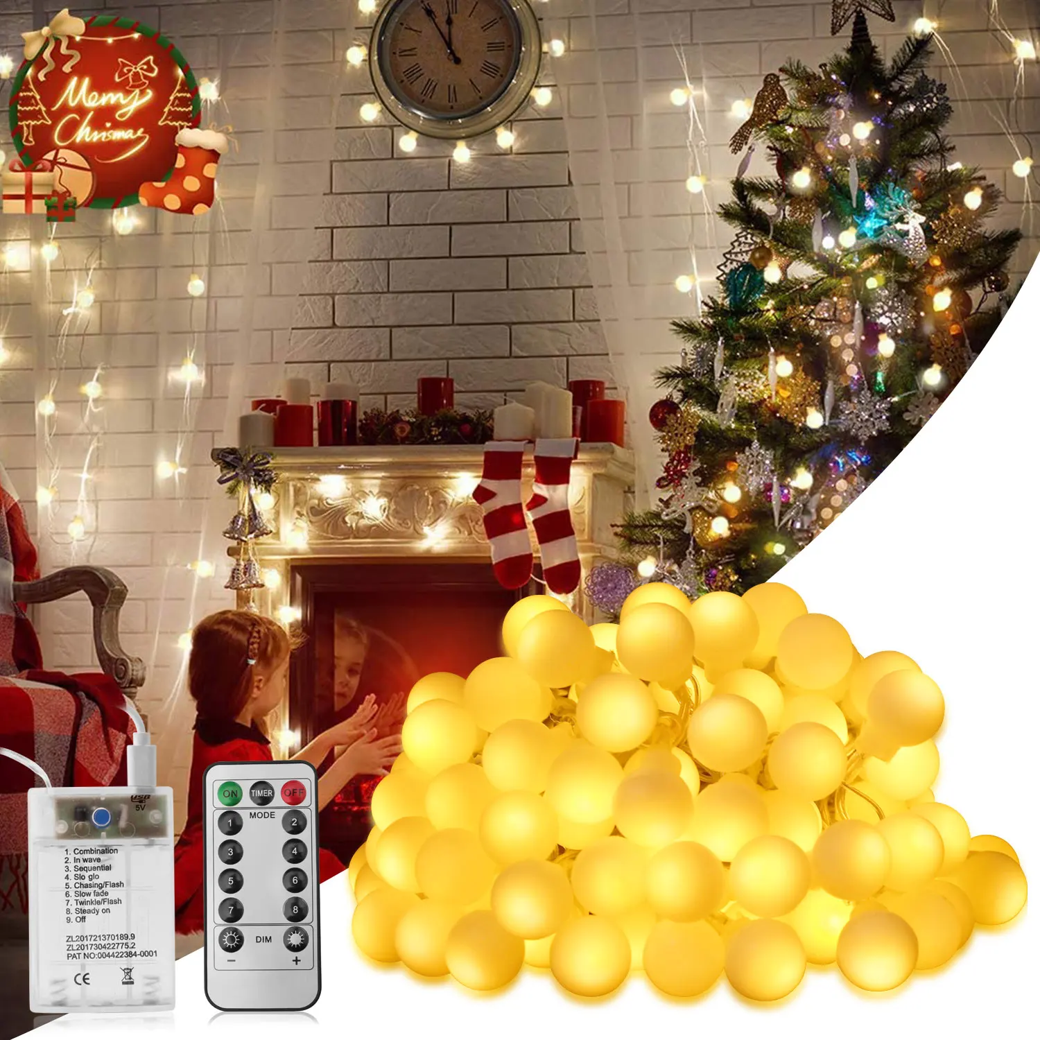 

5M 10M LED Ball String Lights 8 Modes Waterproof Garden Lights For Wedding Party Home Christmas Tree Room Decoration Teenager