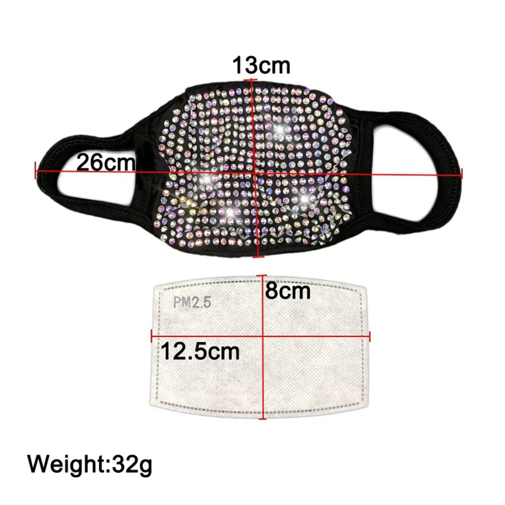fashion Diamonds Reusable Face Nose Mouth Cover Adjustable Against-Dust protective cover case PM2.5 Washable | Электроника