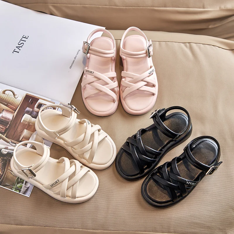 

Baby Girls Sandals Thin band round band solid color Simple and generous Soft and comfortable Shoes Kids Outdoor 1-3-4-6-7-12 Y