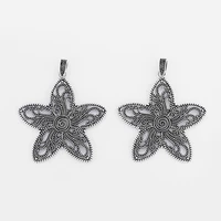 zinc alloy large hollow filigree star pendant decoration for chain necklaces charms female jewelry making accessories 2pcs