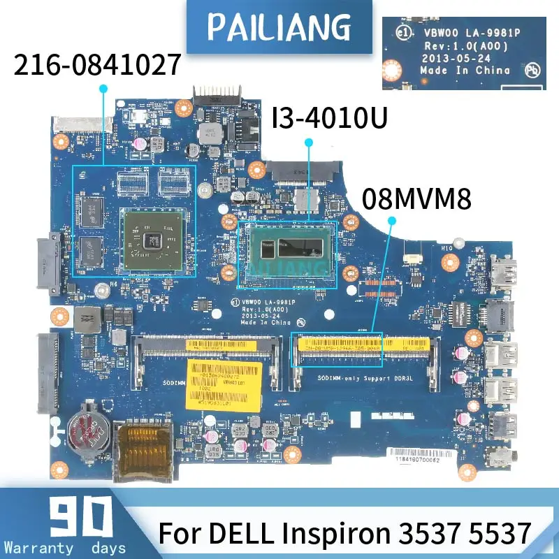 CN-08MVM8 для DELL Inspiron 3537 5537 LA-9981P 08MVM8 SR16Q I3-4010U 216-0841027 материнская плата ноутбука DDR3