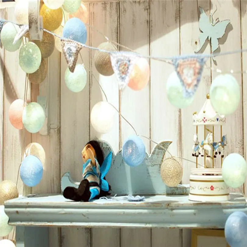 3m 20 Cotton Ball String Lights Fairy Hanging Wedding Bedroom Living Room LED Light Christmas Decoration For Home &amp4s20 | Лампы и