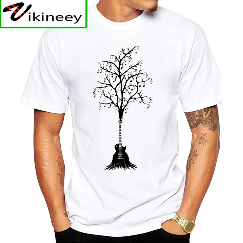 

Music Tree 2020 Summer Men T-shirts Fashion Notes Composed Of Guitar Printed Tshirt Short Sleeve Brand Camisas T shirts