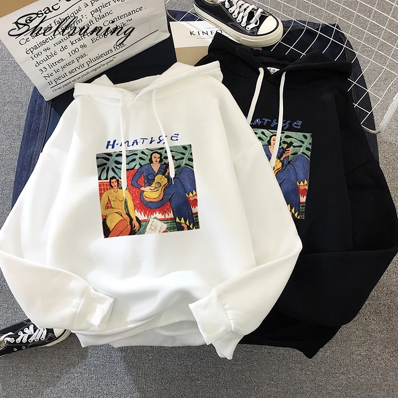 Женская толстовка Shellsuning осенне зимние толстовки с мультяшным принтом Harajuku Белые