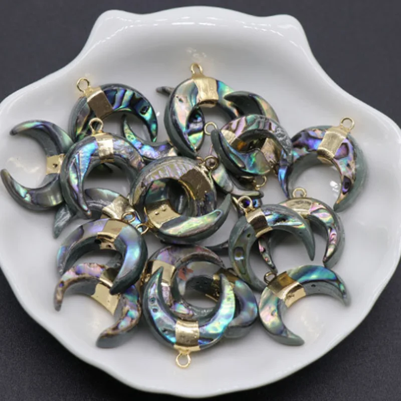 

Natural Abalone Shell Moon Shape Pendant Shell Charms 2pcs/lot For Fashion Necklace Earrings Jewelry Making Accessories