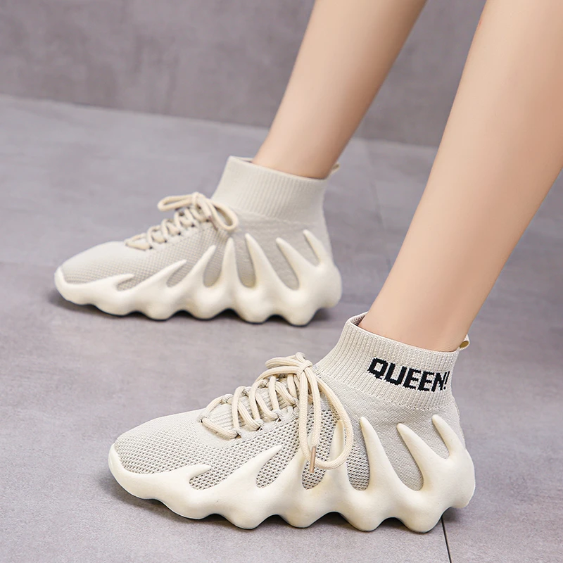 

Женские кроссовки высокие сетчатые дышащие весенне-летние плоские эластичные тренировочные кроссовки Zapatillas Mujer