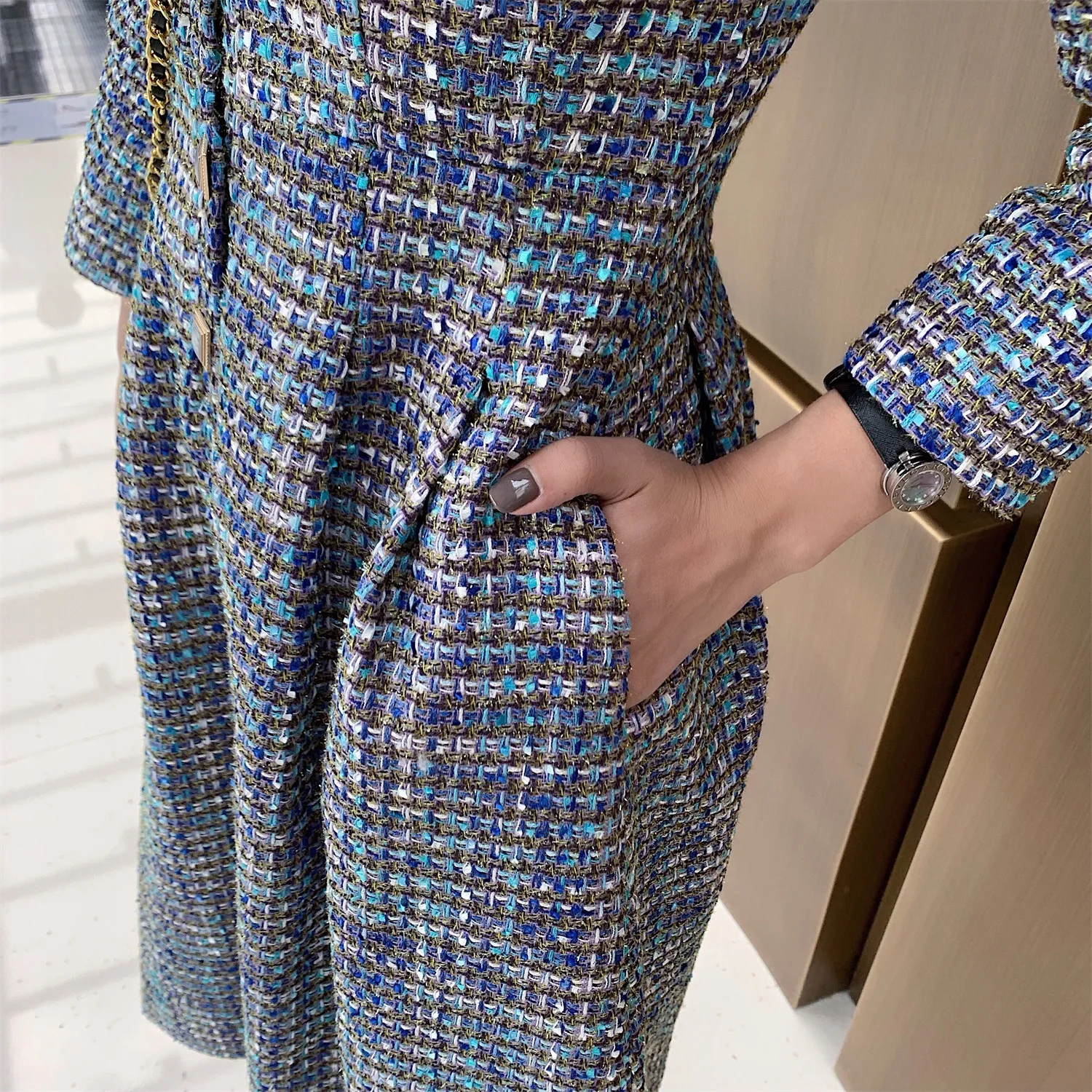 

T4307 women's dress new weaving small fragrance light luxury tweed dress in autumn of 2019