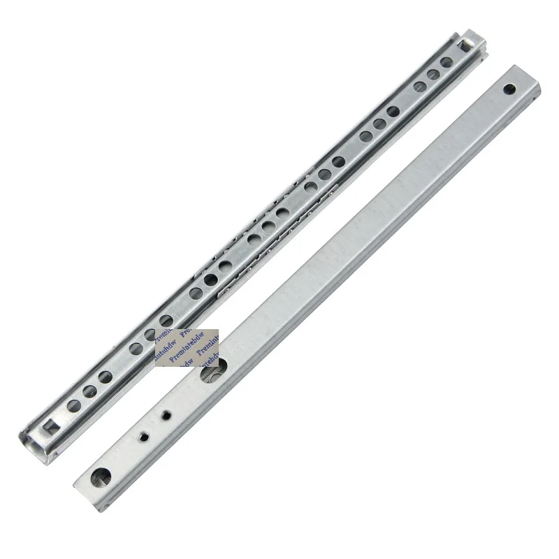2Pairs 17mm Wide Ball Bearing Telescopic Furniture Drawer Slide Rail 2 Folds Double Ways Grooving Mount