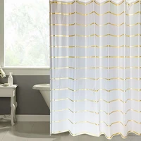 eva gold stripe waterproof shower curtain high quality simple modern bathing cover stocked eco friendly for home bathroom cover
