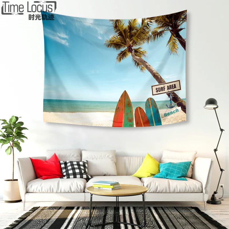 Летний тропический узор пальмы красочный напечатанный гобелен настенный ковер