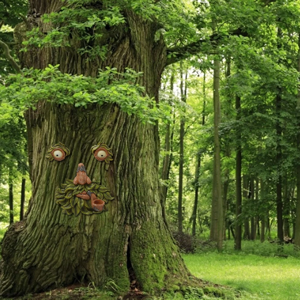 

Bark Ghost Face Facial Features Decoration Tree Face Garden Decoration Easter Outdoor Creative Props Funny Tree Sculpture