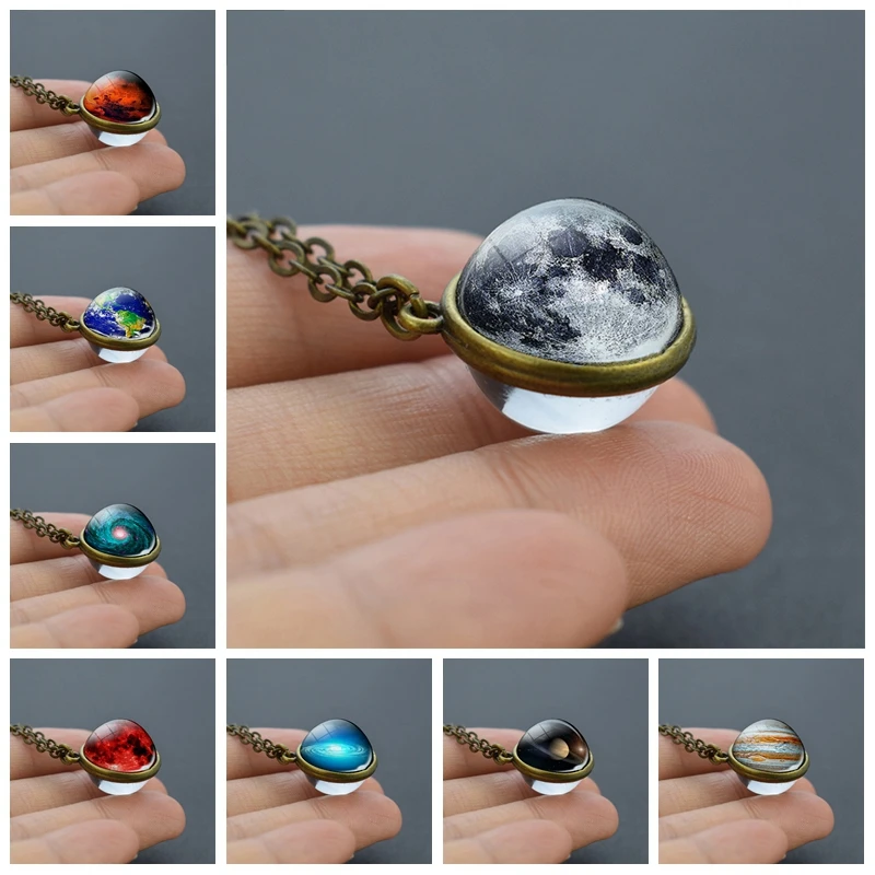 Солнечная система луна земля Марс Юпитер планета ожерелье двойная сторона