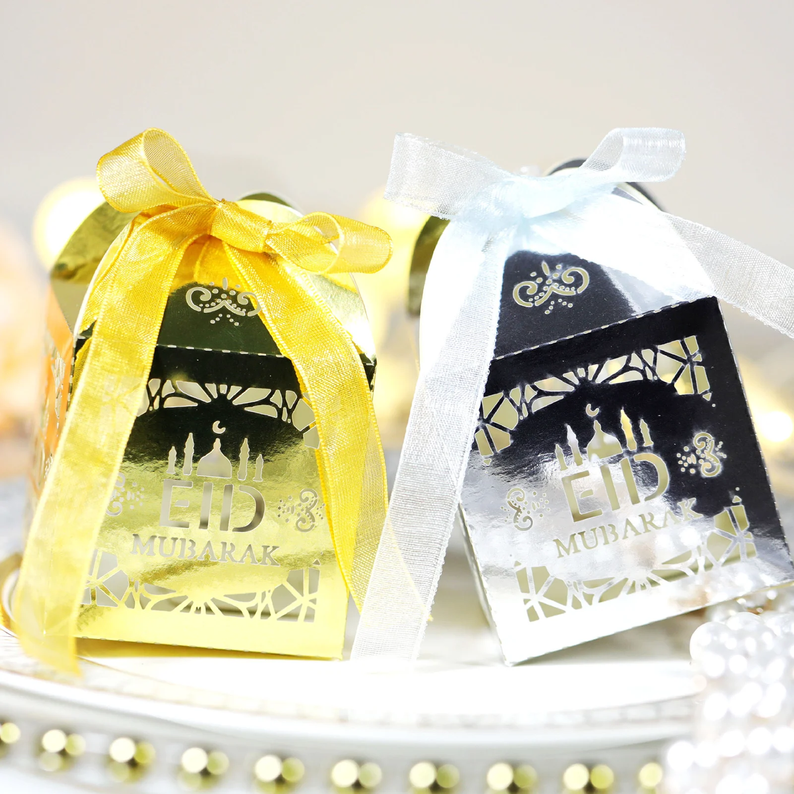 

50PCS Eid Mubarak Candy Box Ramadan Decoration For Home Islam Muslim Al-Fitr Eid Party Supplies Kareem Gift Eid Mubarak Decor