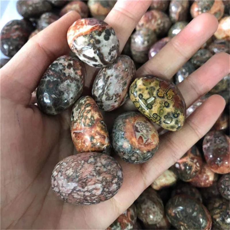

Bulk tumbled colorful red Leopard crystals healing stones for home decoration