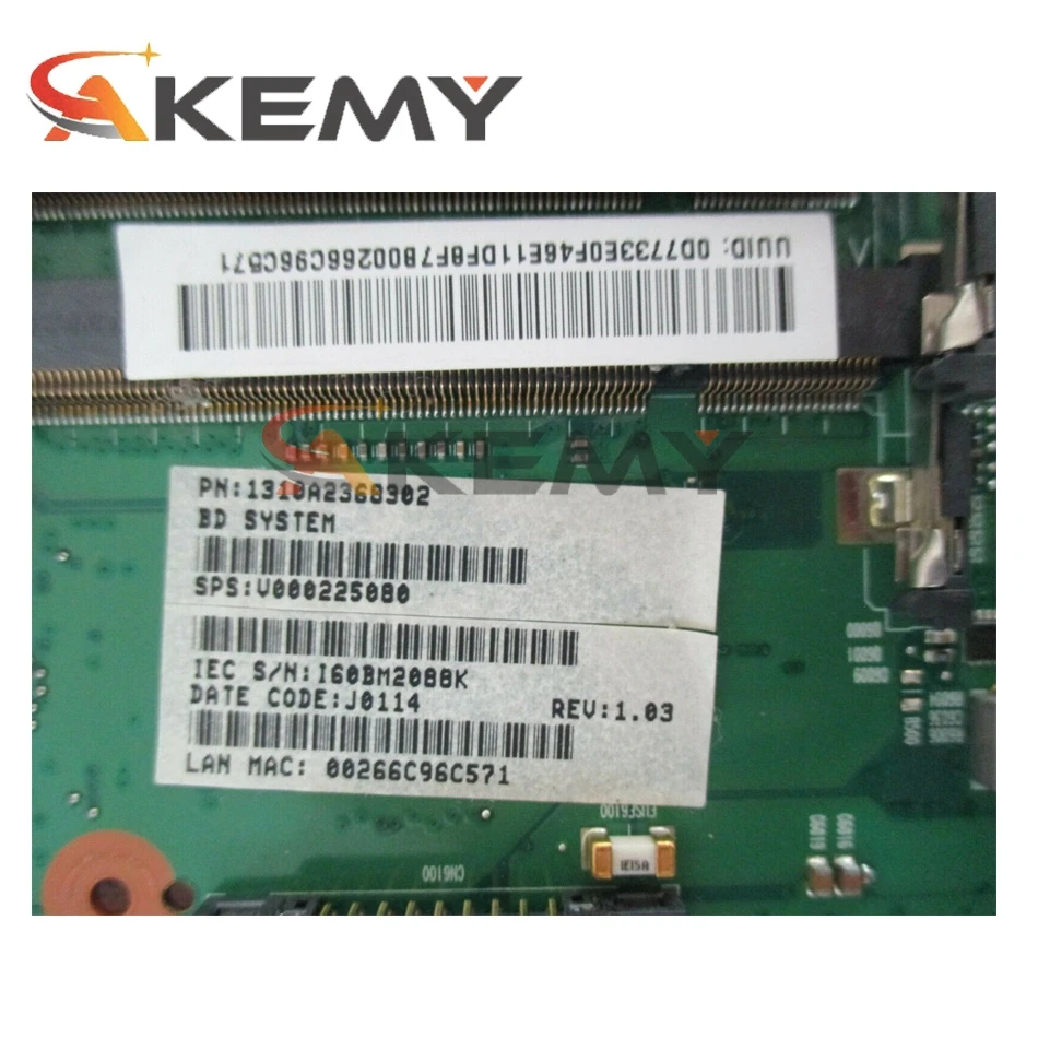 

AKEMY V000225080 1310A2368302 laptop motherboard For toshiba Satellite C665 DDR2 GL40 Mainboard