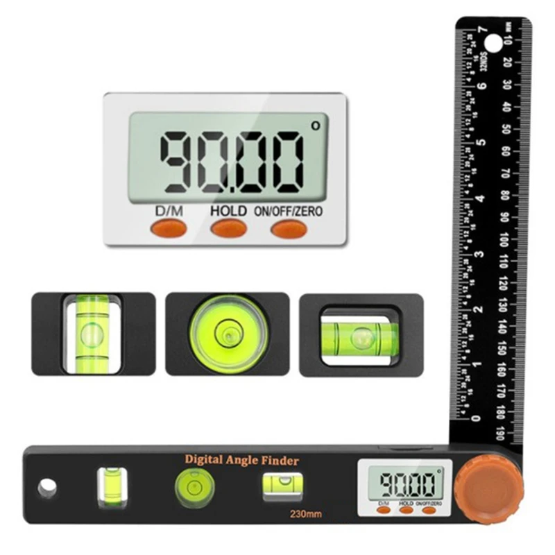 

Digital Angle Finder, 4 in 1 Protractor Ruler Spirit Level Digital Goniometer with Level LCD Display Scale Rulers