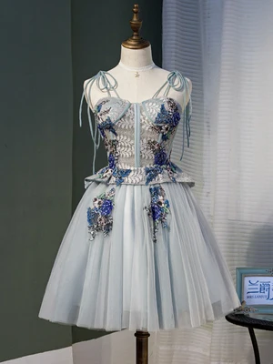 

embroidery bowtie shoulder tutu lovely sleeve short lolita dress/stage performance/studio/can customs size
