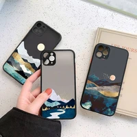 hand painted scenery phone case for iphone 13 12 11 7 8 plus mini x xs xr pro max matte transparent cover