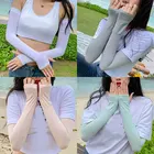 Рукава женские нейлоновые однотонные, для вождения, солнцезащитные, 1 пара