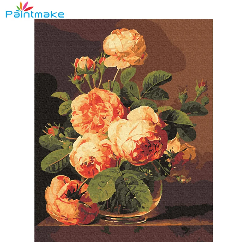 Paintmake цветок DIY живопись по номерам наборы для рисования маслом Ручная роспись на