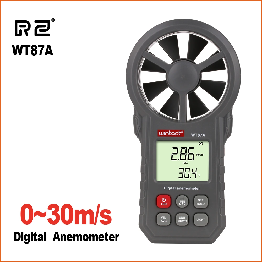 RZ Φ термометр датчик скорости ветра Измеритель Anemometro Windmeter 30 м/с ЖК цифровой
