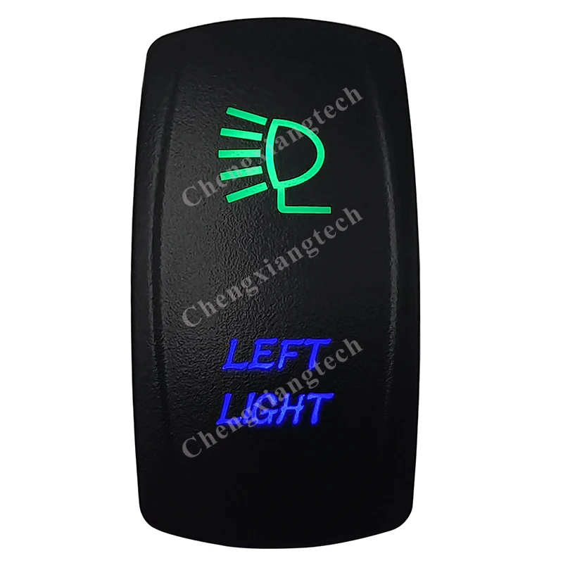 

12V 24V Marine Car Boat Truck RV LEFT LIGHT Rocker Switch SPST, 5 Pins ON-OFF, Green & Blue Led Push Switch for Carling
