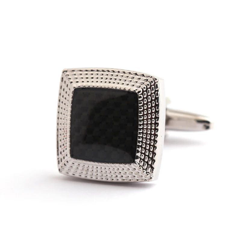 

Square black carbon fiber dripping glue men's shirt Cufflinks