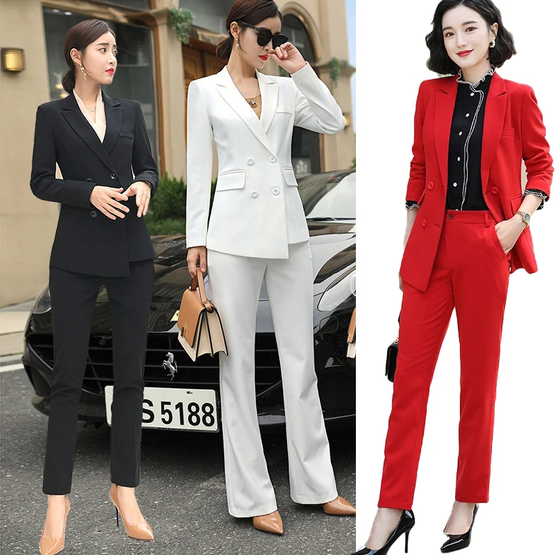 Female formal Women's Costumes Pants Suits Classic Office Lady Business Pantsuit Female Blazer Trouser Suit Set Workwear Uniform