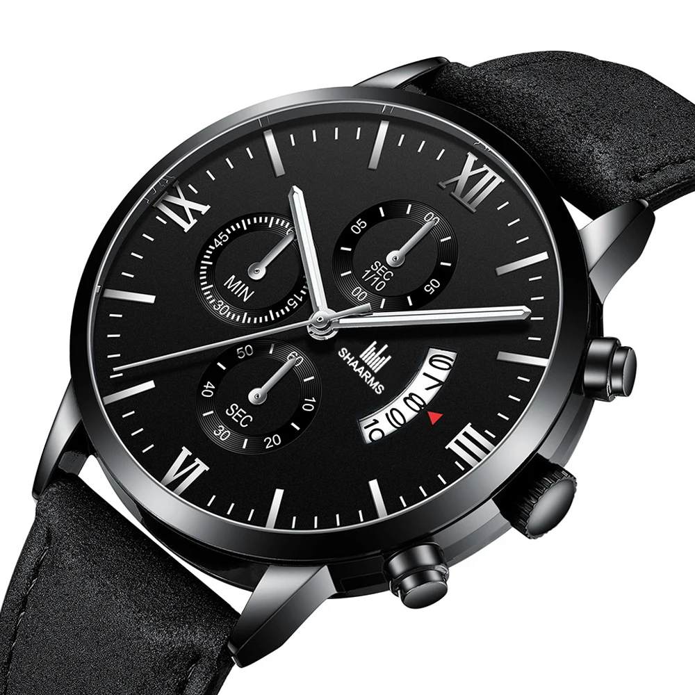 Часы наручные мужские с римскими цифрами модные кварцевые аналоговые из