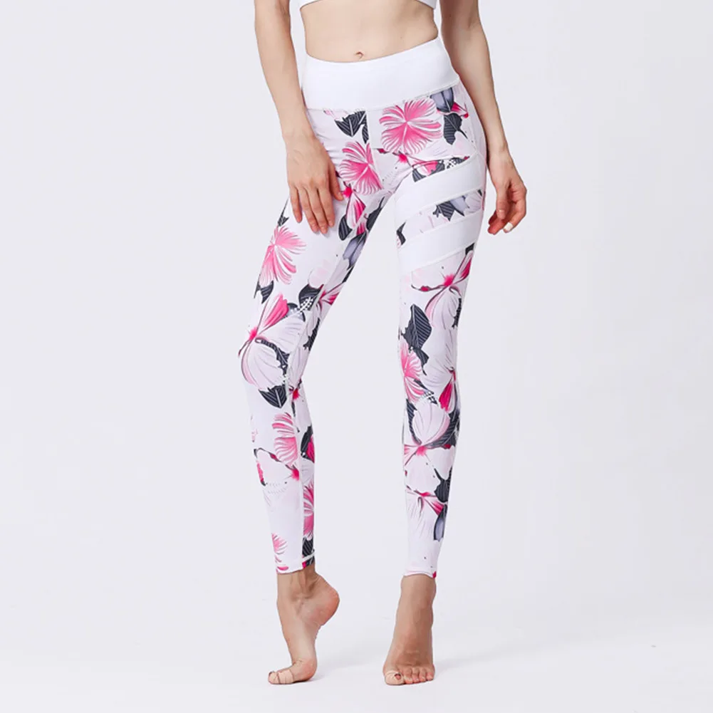 

Women Yoga Pants Flower Printed High Waist Workout Leggings for Fitness Running X85