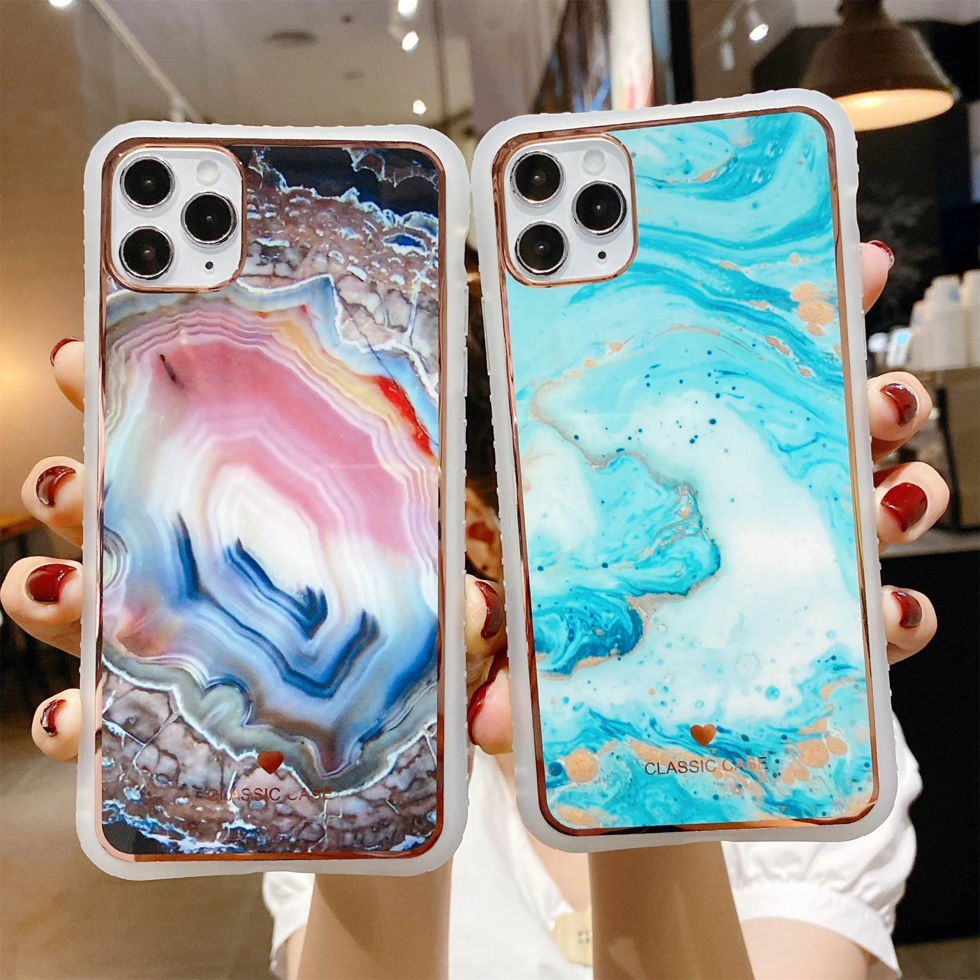 

High Quality IMD Electroplating Phone Cover for Iphone 8 6s 6 7 8Plus X XS XR XsMAX 11Pro Max 11 SE Marble Silicone Case