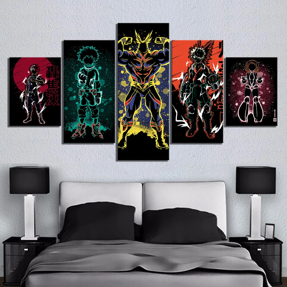

Unframed 5 Pieces Japan Anime My Hero Academia Posters Canvas Wall Art Pictures Decoration Living Room Home Decor Paintings