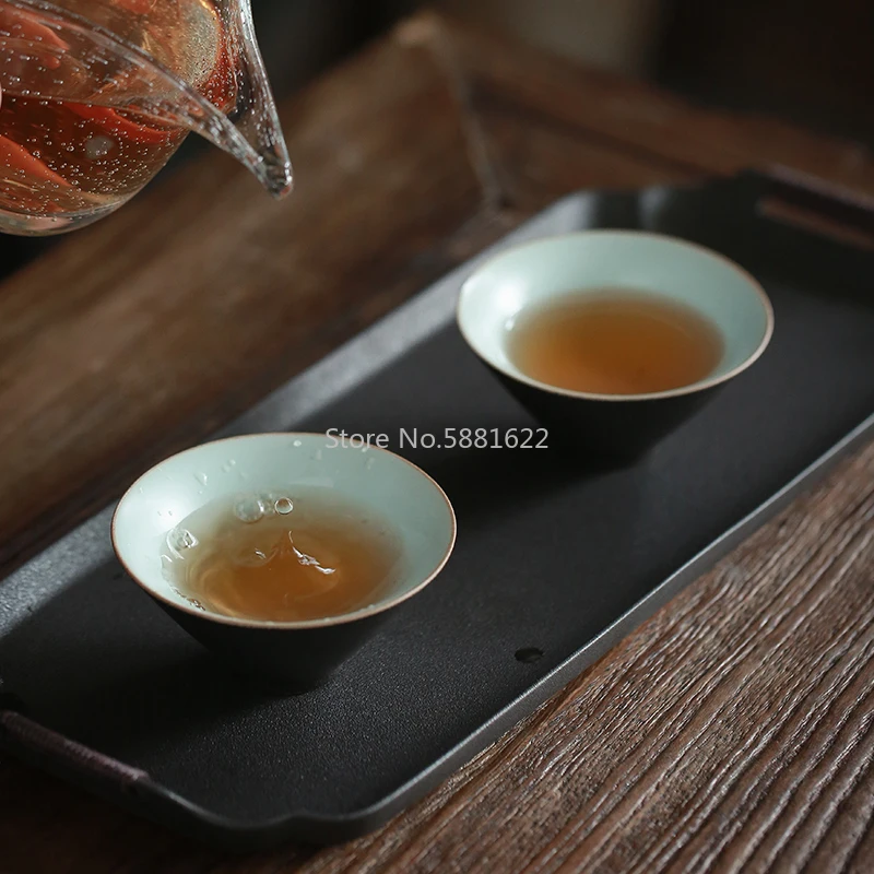 Черная Керамическая чайная чашка для Puer чайные чашки фарфоровая китайская