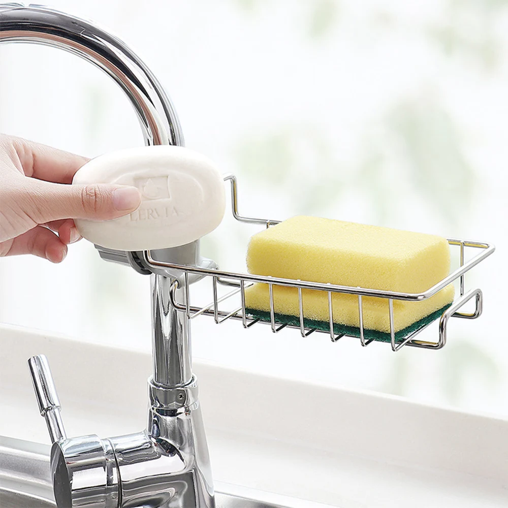 

Stainless Steel Punching Free and Drain Rack Installed at Faucet Faucet Rack Storage Rack