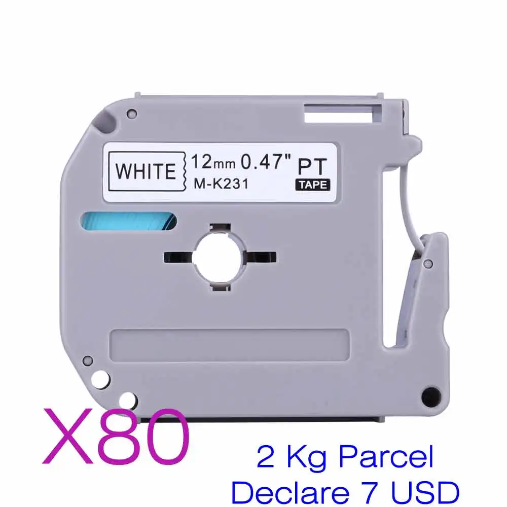 

new 80 Pcs MK231 M231 M-K231 MK-231 12 mm full Label Tapes for Brother P Touch PT-85 PT-75 PT-BB4 PT-55